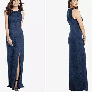 NEW Dessy Collection‎ Sleeveless Metallic Trumpet Gown, Midnight Navy, Size 12